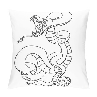 Personality  Outline Of Snake Vector. Hand Drawn Cobra Isolate On White Pillow Covers