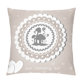 Personality Vector Vintage Background With Mushrooms. Pillow Covers