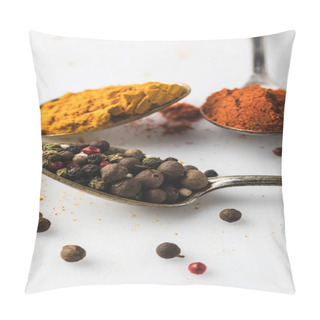 Personality  Spoons With Various Spices Pillow Covers