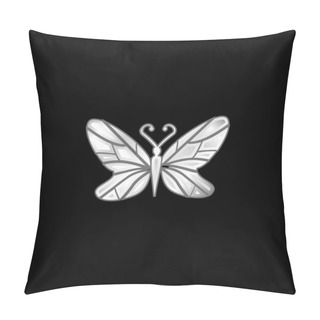 Personality  Black Butterfly Top View With Lines Wings Design Silver Plated Metallic Icon Pillow Covers