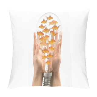 Personality  Fish Swimming Against Clear Light Bulb Pillow Covers