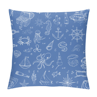 Personality  Boat And Sea Icons Set Pillow Covers