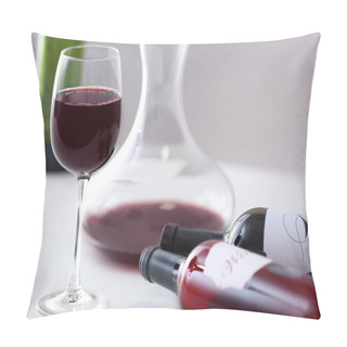 Personality  Wineglass And Bottles Of Red Wine Pillow Covers