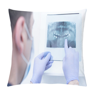 Personality  Male Doctor Looking At Dental X-ray Pillow Covers