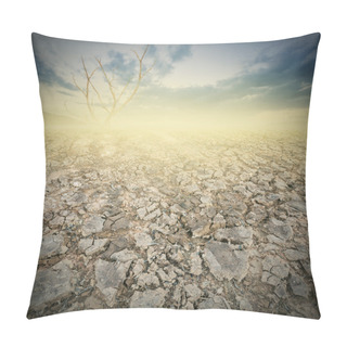 Personality   Land And Cracked Earth With Dramatic Sky Over Cracked Earth. Pillow Covers