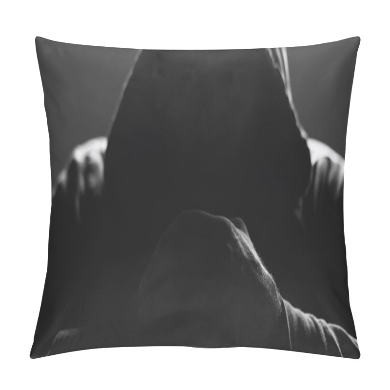 Personality  Silhouette Of A Strong Fighter. Confident Young Fitness Man With Pillow Covers