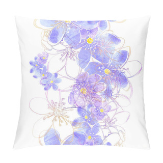 Personality  Seamless Pattern With Spring Forest Flowers Liverleaf. Pillow Covers