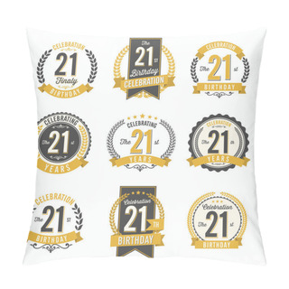 Personality  21st Birthday Celebration. Set Of Birthday Badges. Pillow Covers