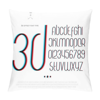 Personality  Round 3d Effect Alphabet Letters And Numbers On White Background. Vector Font Type Design. Distortion Lettering Icons. Stylized Glitch Text Typesetting. Distorted Vision Typography Template Pillow Covers