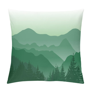 Personality  Beautiful Green Mountains. Summer Landscape. Pillow Covers