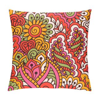Personality  Hand Drawn Seamless Pattern With Floral Elements. Colorful Ethnic Background. Pillow Covers