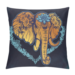 Personality  Decorative Vector Elephant With Flowers Pillow Covers