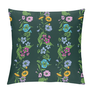 Personality  Seamless Pattern From Various Drawn Delicate Flowers In Rows Pillow Covers
