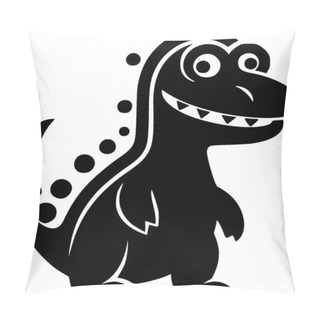 Personality  Dinosaur - Black And White Isolated Icon - Vector Illustration Pillow Covers