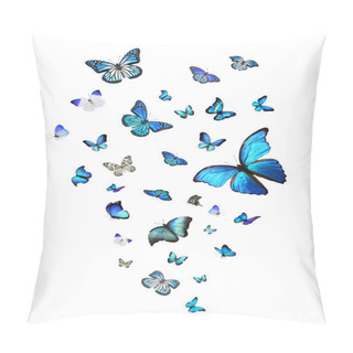 Personality  Blue Butterflies Flock Pillow Covers