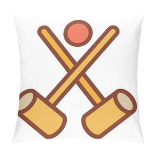 Personality  Croquet Crossed Mallet Icon, Outline Style Pillow Covers