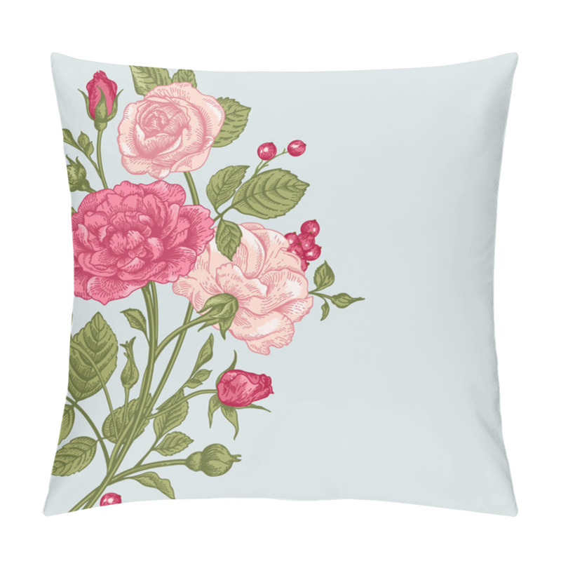 Personality  Background with a bouquet of roses. pillow covers