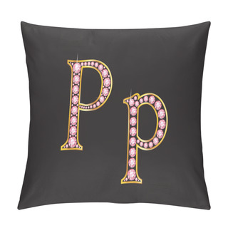 Personality  Pp Rose Quartz Jeweled Font With Gold Channels Pillow Covers