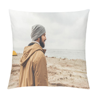 Personality  Young Man Standing On Coast Pillow Covers