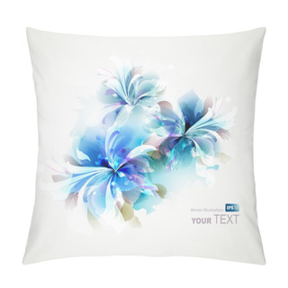 Personality  Tender Background With Blue Abstract Flowers Pillow Covers
