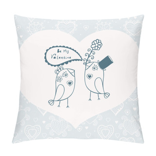 Personality  Birds In Love. Vector Illustration. Declaration Of Love. Vector Pillow Covers