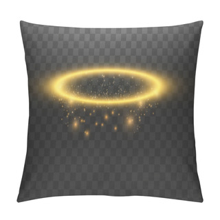 Personality  Gold Halo Angel Ring. Isolated On Black Transparent Background, Vector Illustration Pillow Covers