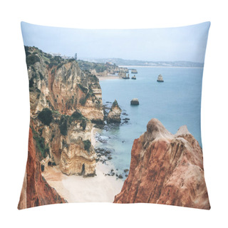 Personality  A View Of The Beautiful Beach And Rocks And The Atlantic Ocean. Pillow Covers