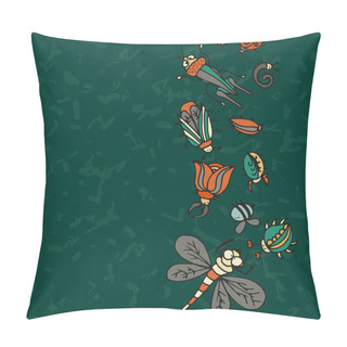Personality  Cartoon Insect Border Pattern Pillow Covers