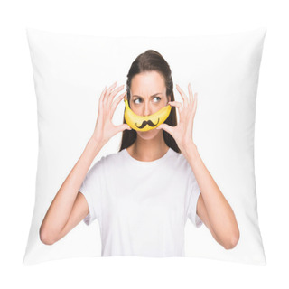 Personality  Woman With Fresh Banana Pillow Covers