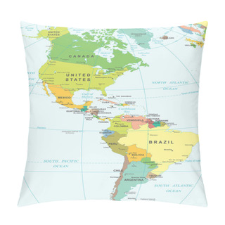 Personality  North And South America - Map - Illustration. Pillow Covers