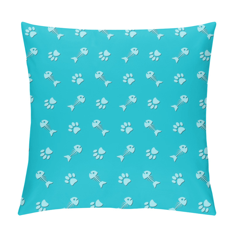 Personality  Background With Cat Paw Print And Fish Bone Pillow Covers