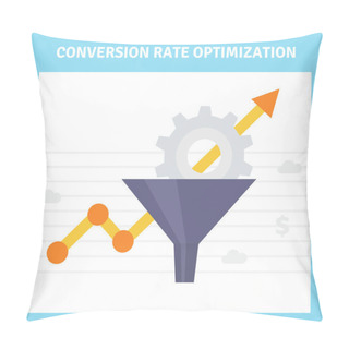Personality  Conversion Optimization Banner In Flat Style - Vector Illustration. Internet Marketing Concept With Sales Funnel And Growth Chart. Pillow Covers