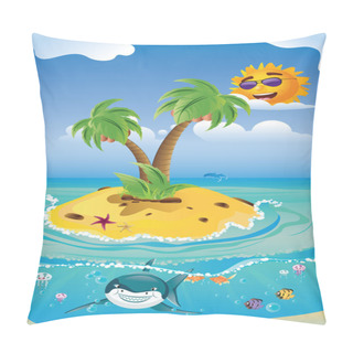 Personality  Shark And Tropic Island Pillow Covers