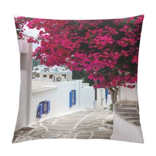 Personality  Narrow Alley By Buildings And Tree, Paros, Greece Pillow Covers