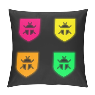 Personality  Antivirus Four Color Glowing Neon Vector Icon Pillow Covers
