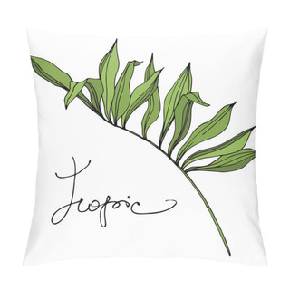 Personality  Palm Beach Tree Leaves Jungle Botanical. Black And Green Engraved Ink Art. Isolated Leaf Illustration Element. Pillow Covers