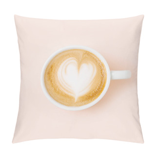 Personality  Coffee Cup On Pale Pink Background, Top View  Pillow Covers