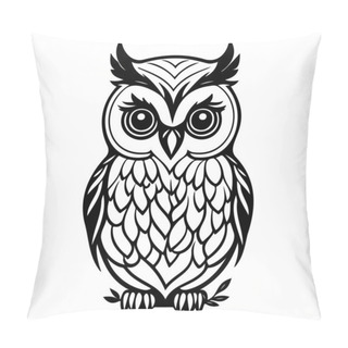 Personality  Owl Animal Illustration Sketch Hand Draw Element Black Pillow Covers