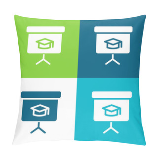 Personality  Blackboard Flat Four Color Minimal Icon Set Pillow Covers