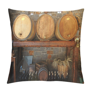 Personality  Wine Barrels In Winery. Pillow Covers