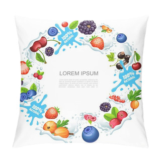 Personality  Cartoon Natural Berry Smoothies Round Concept Pillow Covers