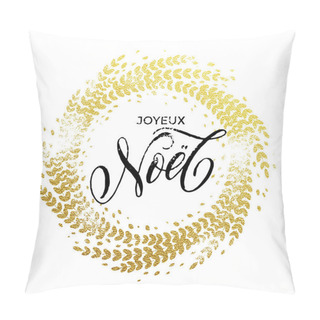 Personality  French Merry Christmas Joyeux Noel Golden Glitter Decoration Wreath Pillow Covers
