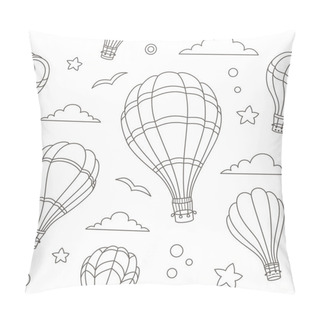 Personality  Seamless Pattern Of Hot Air Balloons On The Sky Pillow Covers