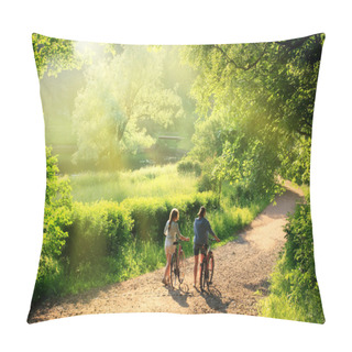 Personality  Young Beautiful Woman In A Park  Pillow Covers