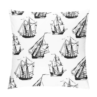 Personality  Black And White Pattern Of Sailing Ships Pillow Covers
