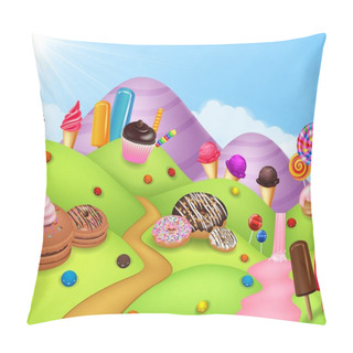 Personality  Fantasy Candyland With Dessrts And Sweets Pillow Covers