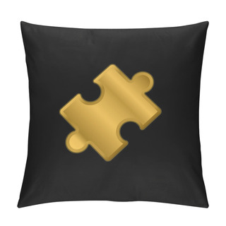 Personality  Black Rotated Puzzle Piece Gold Plated Metalic Icon Or Logo Vector Pillow Covers
