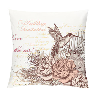 Personality  Vector Hand Drawn Invitation Design In Classic Floral Style Pillow Covers