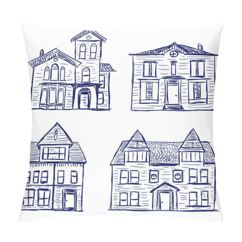 Personality  Houses doodles pillow covers