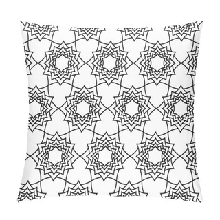 Personality  Vector Modern Seamless Sacred Geometry Pattern Floral, Black And White Abstract Geometric Background, Trendy Print, Monochrome Retro Texture, Hipster Fashion Design Pillow Covers